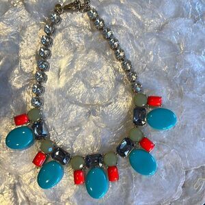J Crew Jumbo Rhinestone Crystal Boho Bohemian Cluster Statement Necklace